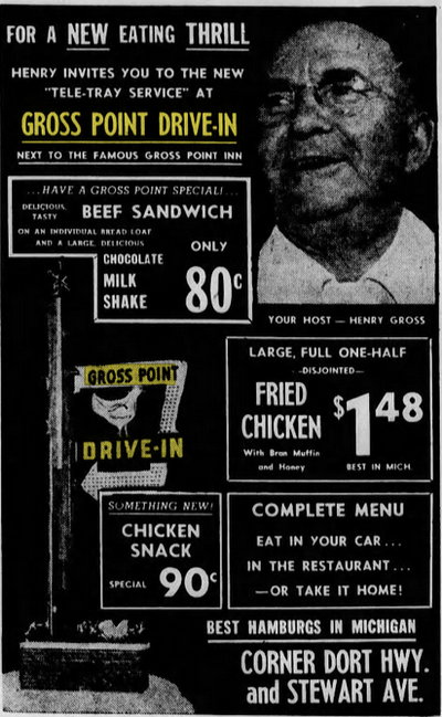 Gross Point Inn (Gross-Point Drive-In) - Aug 22 1954 Article (newer photo)